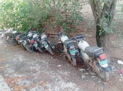 official police motorbikes left to rust away