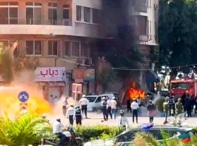 bomb rocks damascus as french president visits syria