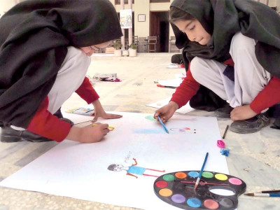international women s day students highlight gender based violence through drawings paintings