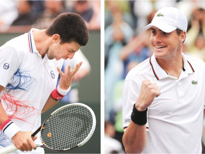 tennis isner stuns djokovic at indian wells