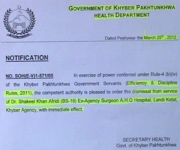 bin laden informer dr shakil afridi sacked bin laden informer dr shakil afridi sacked
