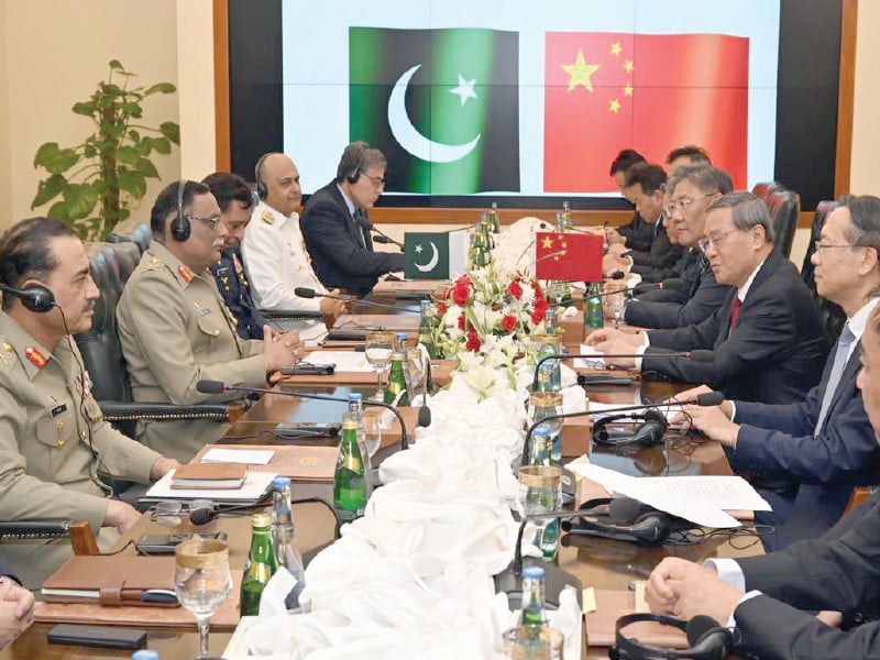 pakistan military top brass discuss bilateral ties with china s pm photo express