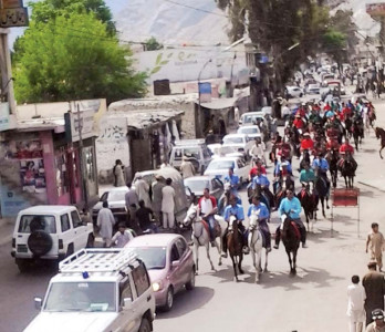 peace initiative riders gallop horses around gilgit to promote harmony