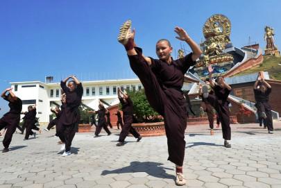 nepal s kung fu nuns practise karma with a kick