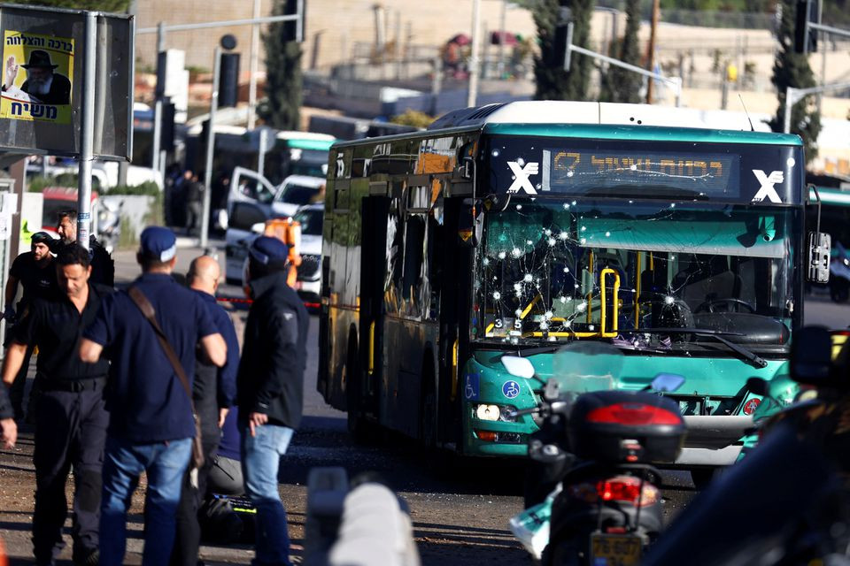 security and rescue forces work at the scene of an explosion at a bus stop in jerusalem november 23 2022 reuters ronen zvulun