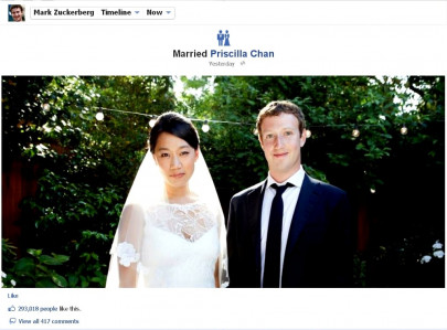 status update facebook s mark zuckerberg gets married