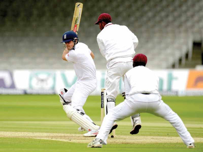 1st test west indies fun spoilt by bell cook