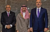 fm ishaq dar meets with turkey s foreign minister hakan fidan and saudi arabia s foreign minister prince faisal bin farhan al saud in new york photo reuters