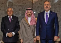 fm ishaq dar meets with turkey s foreign minister hakan fidan and saudi arabia s foreign minister prince faisal bin farhan al saud in new york photo reuters