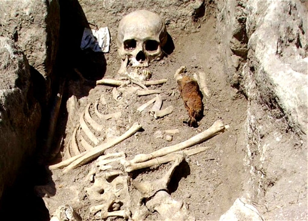 bulgaria puts vampire skeleton on display