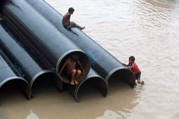 civic authorities claimed they have machinery in the field clearing water from the streets photo athar khan express
