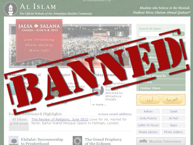 pta bans official ahmadi website report