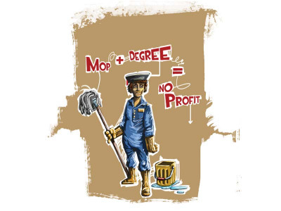 minorities share of jobs equals sanitary work only