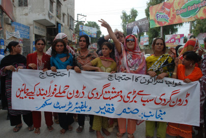 transgenders take to the streets against drones