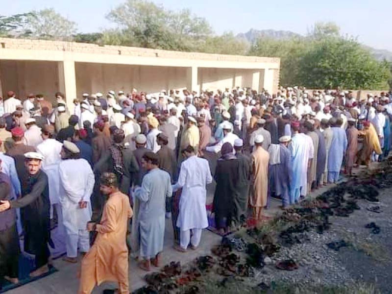 a large number of people offer eid prayers as the occasion is observed a day earlier in north waziristan photo express