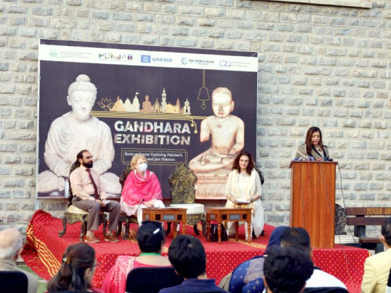 federal parliamentary secretary for national history and literary heritage ghazala saifi speaks at the inauguration of ghandhara festival at taxila museum photo express