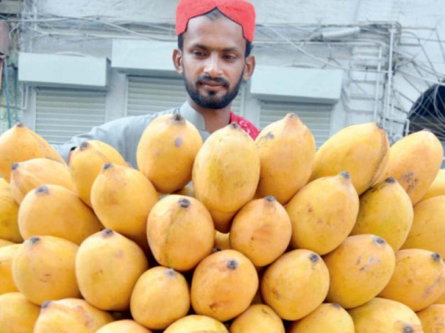 a vendor arranges mangoes on his pushcart on a street in the saddar area of karachi photo jalal qureshi express