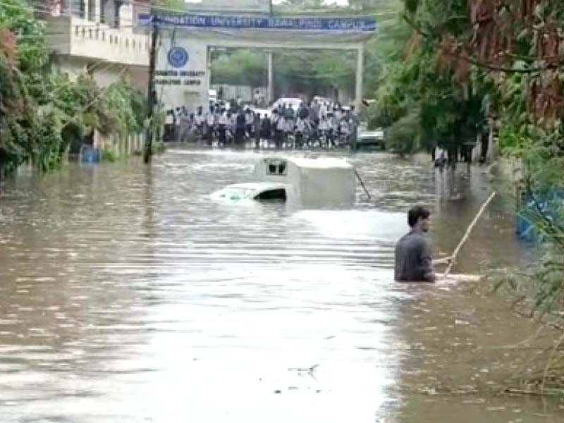 saturday morning s downpour in the twin cities submerged a number of roads and streets photo agha mahroz express