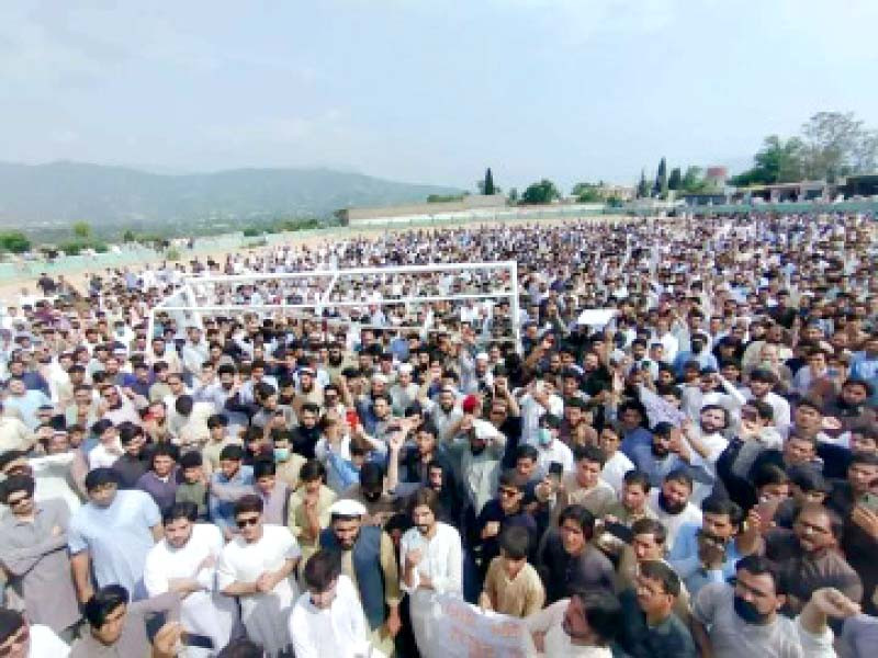 thousands protest against lawlessness in lower dir on wednesday photo express