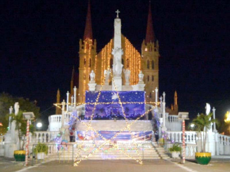 st patrick s church is illuminated with colourful lights on the occasion of christmas photo jalal qureshi express