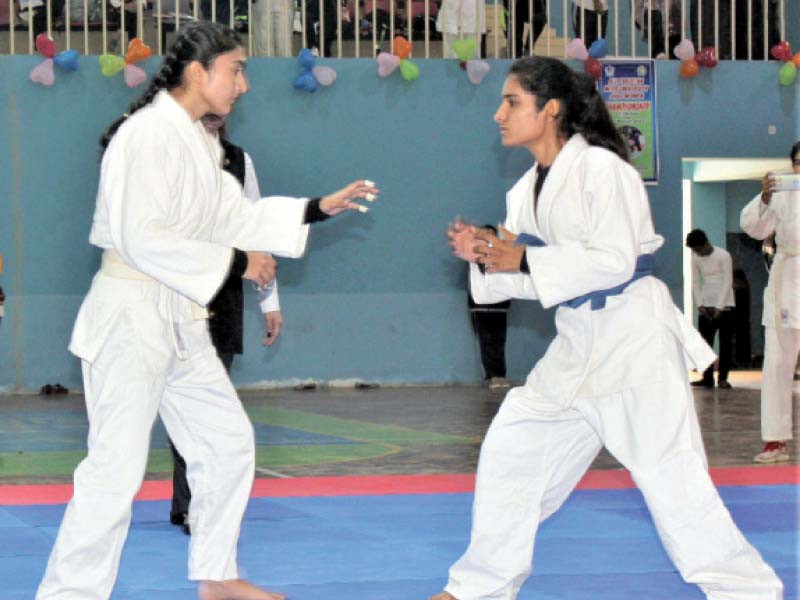 athletes compete in the national inter university women judo championship under way at sindh agriculture university photo ppi