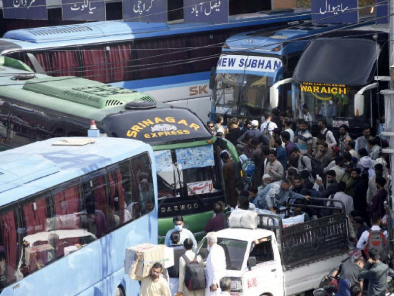passengers flock to rawalpindi s faizabad bus stand to return to their native towns to celebrate eid with their families and loved ones photo online