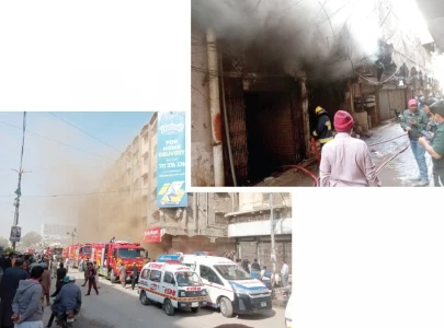 three shops gutted in market blaze