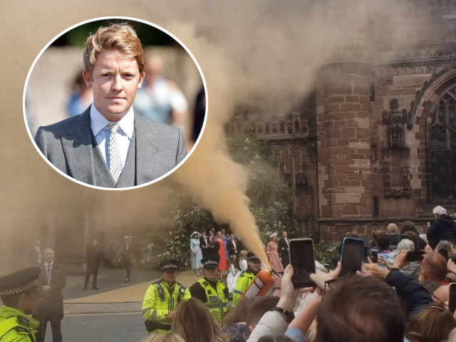 just stop oil protesters disrupt duke of westminster s wedding with orange smoke bombs just stop oil protesters disrupt duke of westminster s wedding with orange smoke bombs
