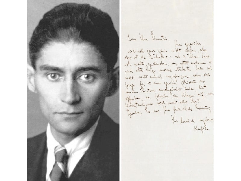 penned near the end of his life kafka addressed the one page letter to a friend photo file