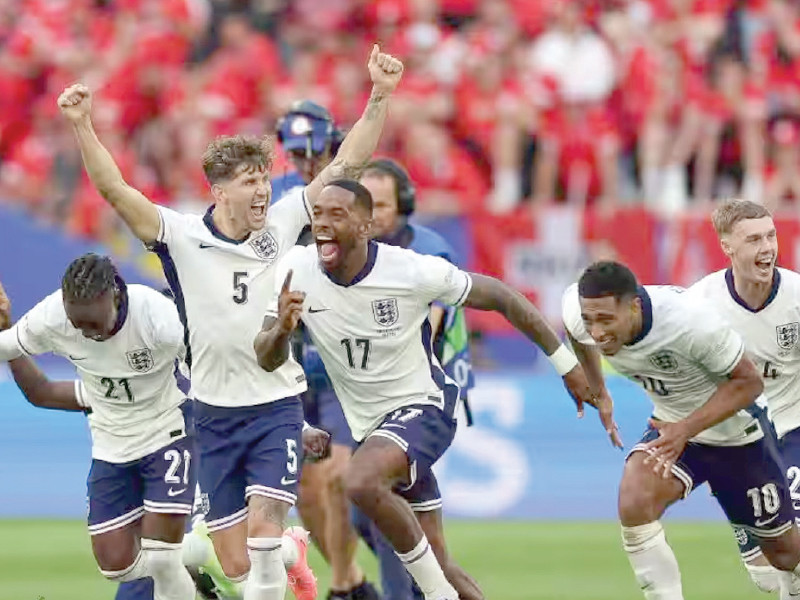 england players celebrate their victory over switzerland in quarterfinal photo afp