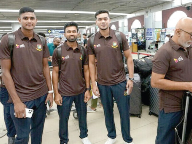 bangladesh cricket team players are seen at the lahore airport soon after their arrival for test series against pakistan photo pcb