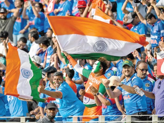 blue jerseys and indian flags dominated the scene in and around dubai cricket stadium during the icc champions trophy final photo afp blue jerseys and indian flags dominated the scene in and around dubai cricket stadium during the icc champions trophy final photo afp