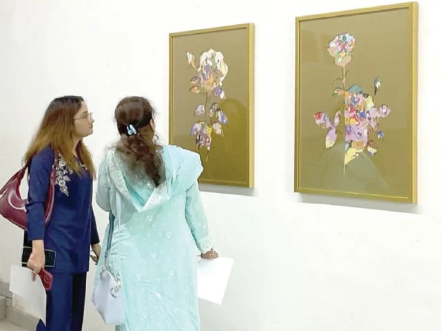 visitors admire sheema khan s artwork during her solo exhibition photo express visitors admire sheema khan s artwork during her solo exhibition photo express