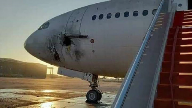 a handout picture released by the facebook page of the iraqi ministry of transportation shows a damaged stationary aircraft on the tarmac of baghdad airport after rockets reportedly targeted the runway on january 28 202 photo iraqi ministry of transportation facebook afp a handout picture released by the facebook page of the iraqi ministry of transportation shows a damaged stationary aircraft on the tarmac of baghdad airport after rockets reportedly targeted the runway on january 28 202 photo iraqi ministry of transportation facebook afp