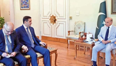 justice minister of azerbaijan farid turab oglu ahmadov calls on prime minister shehbaz sharif in islamabad photo ppi