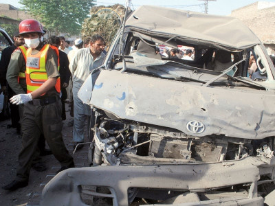 peshawar revenge attack blast targeting air force van kills eight