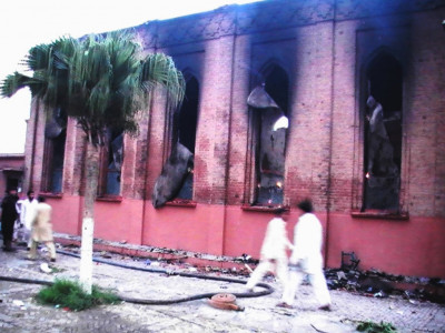 ishq e rasool day protesters torch church in k p