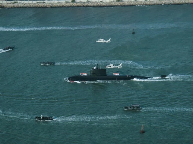the first hangor class submarine receives a traditional naval welcome with pakistan naval academy cadets presenting a ceremonial salute while pakistan navy z 9ec helicopters perform a fly past overhead photo app the first hangor class submarine receives a traditional naval welcome with pakistan naval academy cadets presenting a ceremonial salute while pakistan navy z 9ec helicopters perform a fly past overhead photo app