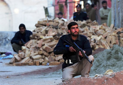 five militants fc official killed in encounter near peshawar