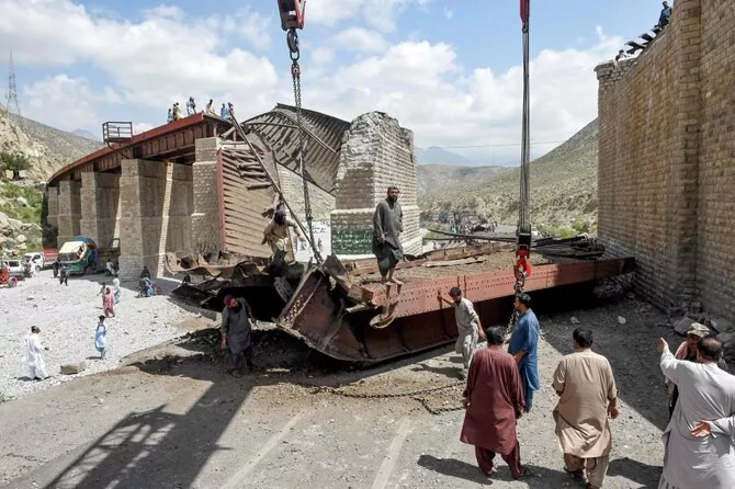 key railway bridge in balochistan hangs over dry river bed after deadly attack key railway bridge in balochistan hangs over dry river bed after deadly attack
