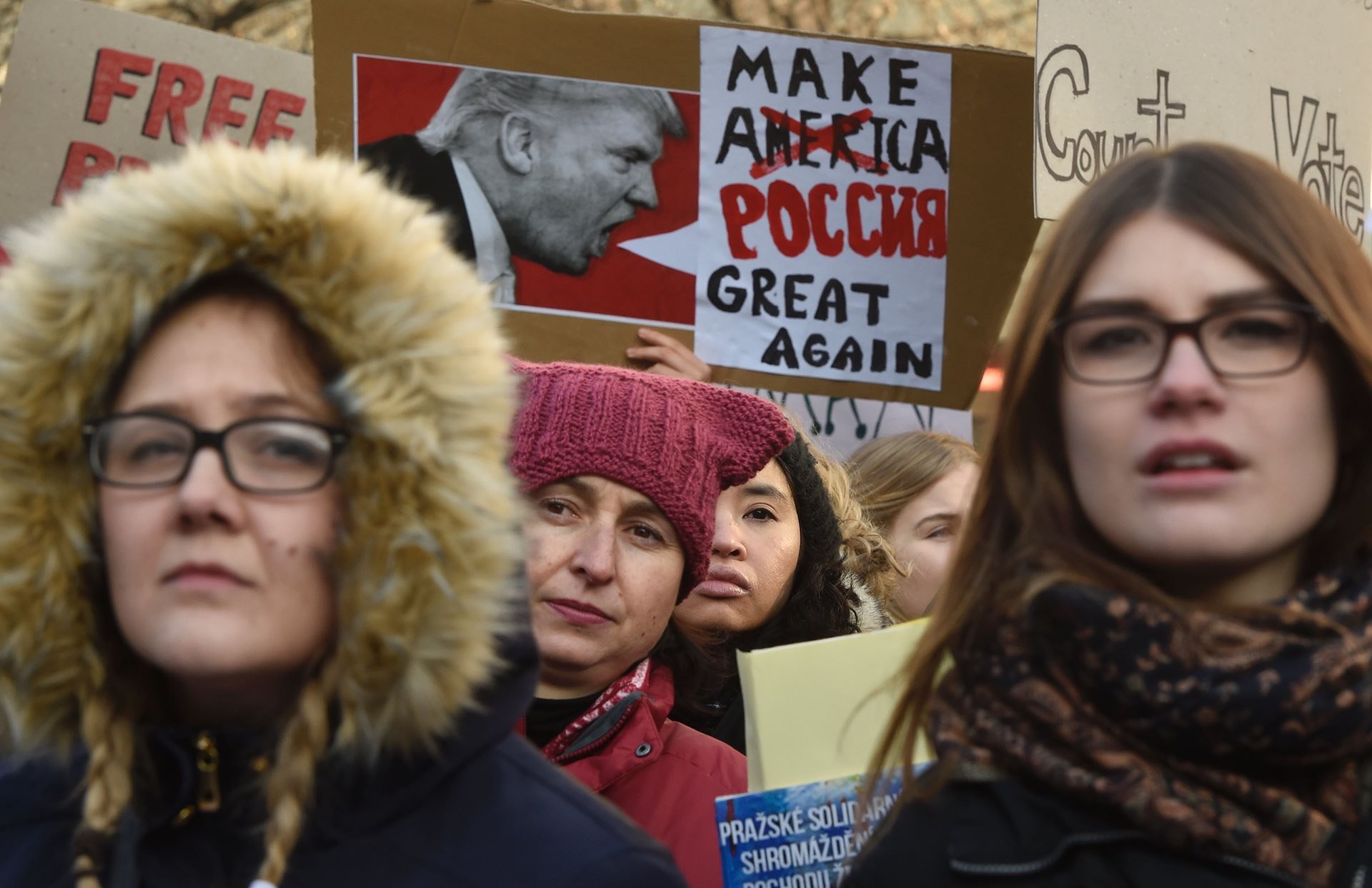 A protest in Prague, Czech Republic. PHOTO: AFP