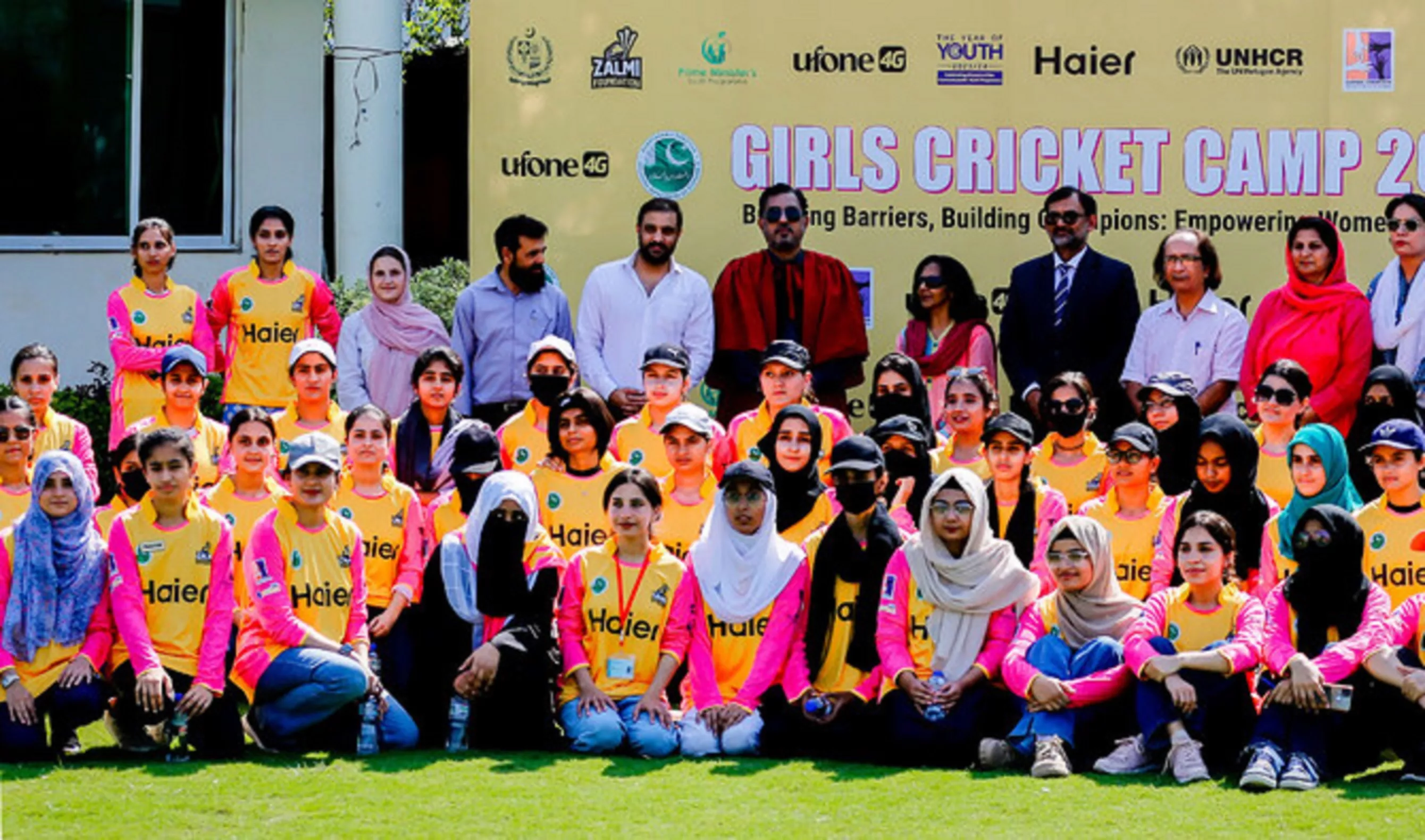 women athletes pose for a picture on day one of the trials for the girls cricket camp at the government post graduate college in rawalpindi pakistan on october 7 2024 photo courtesy zalmi foundation women athletes pose for a picture on day one of the trials for the girls cricket camp at the government post graduate college in rawalpindi pakistan on october 7 2024 photo courtesy zalmi foundation