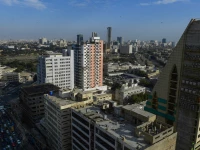 an aerial view of the commercial district of pakistan s port city of karachi on january 27 2023 photo afp