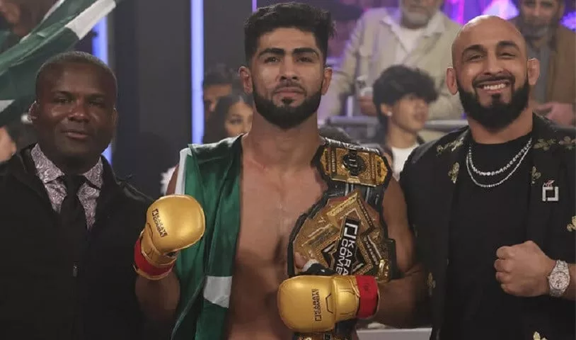 shahzaib rind wins world lightweight championship at the karate combat kc 52 event in florida us on january 25 2025 courtesy shahzaib rind shahzaib rind wins world lightweight championship at the karate combat kc 52 event in florida us on january 25 2025 courtesy shahzaib rind