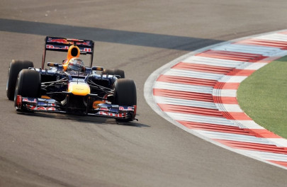 formula one vettel on pole in red bull lockout