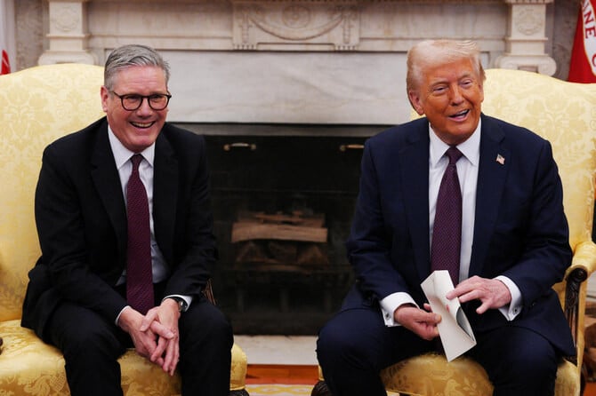 uk prime minister sir keir starmer hands an invitation from king charles iii for a second state visit to us president donald trump at the white house in washington dc us on february 27 2025 photo reuters