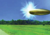 an fbi lab rendered graphic shows an apparent ellipsoid bronze metallic object materialising out of a bright light in the sky photo us department of defence