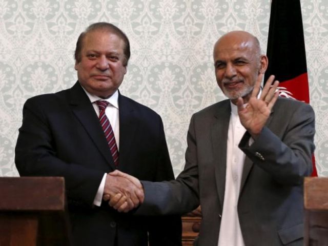 afghan president ashraf ghani r shakes hands with pakistani prime minister nawaz sharif after a news conference in kabul may 12 2015 photo reuters