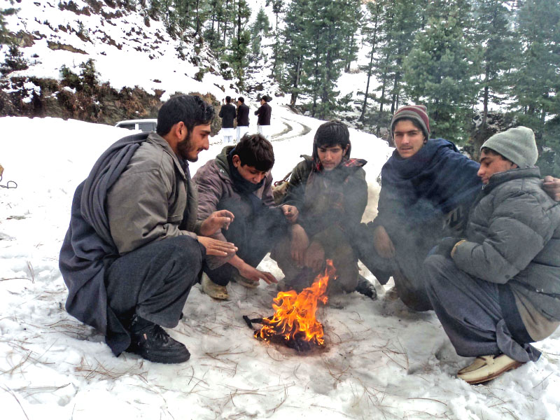 winter wonderland tourists enjoy snowfall in malam jabba