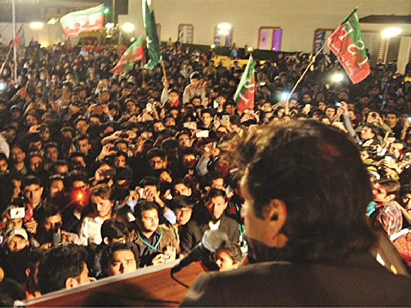 imran khan addressing an insaf students federation function in karachi photo courtesy pti